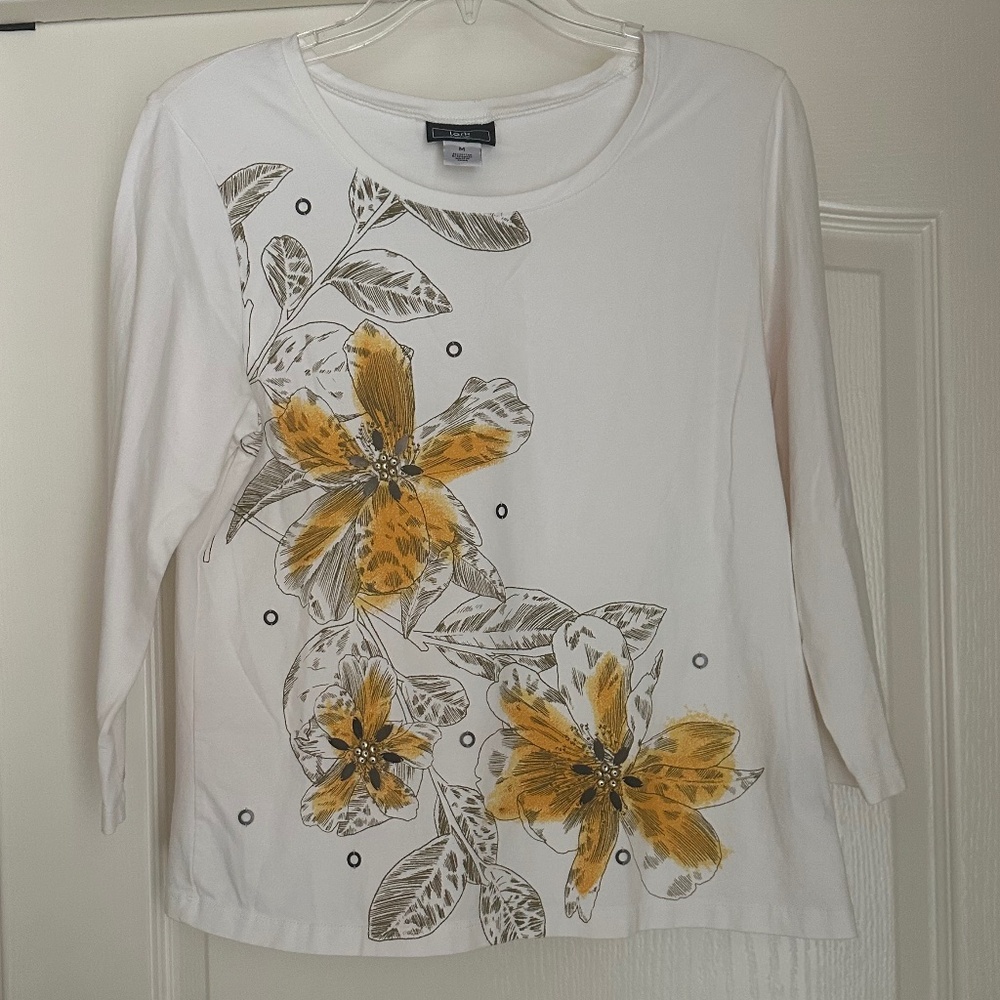 Lark Lane Floral T Shirt Embellished M